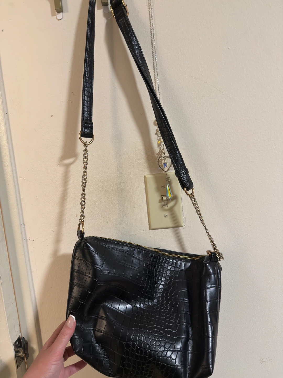 ALDO 2-Piece Black Faux Croc Bag Set - photo 4