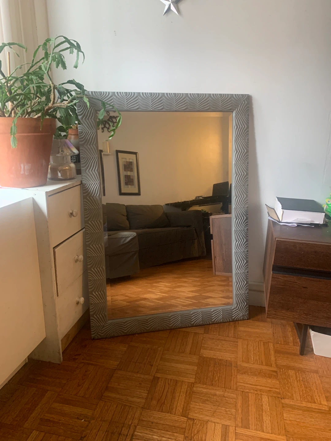 Decorative Gray Wood Frame Mirror