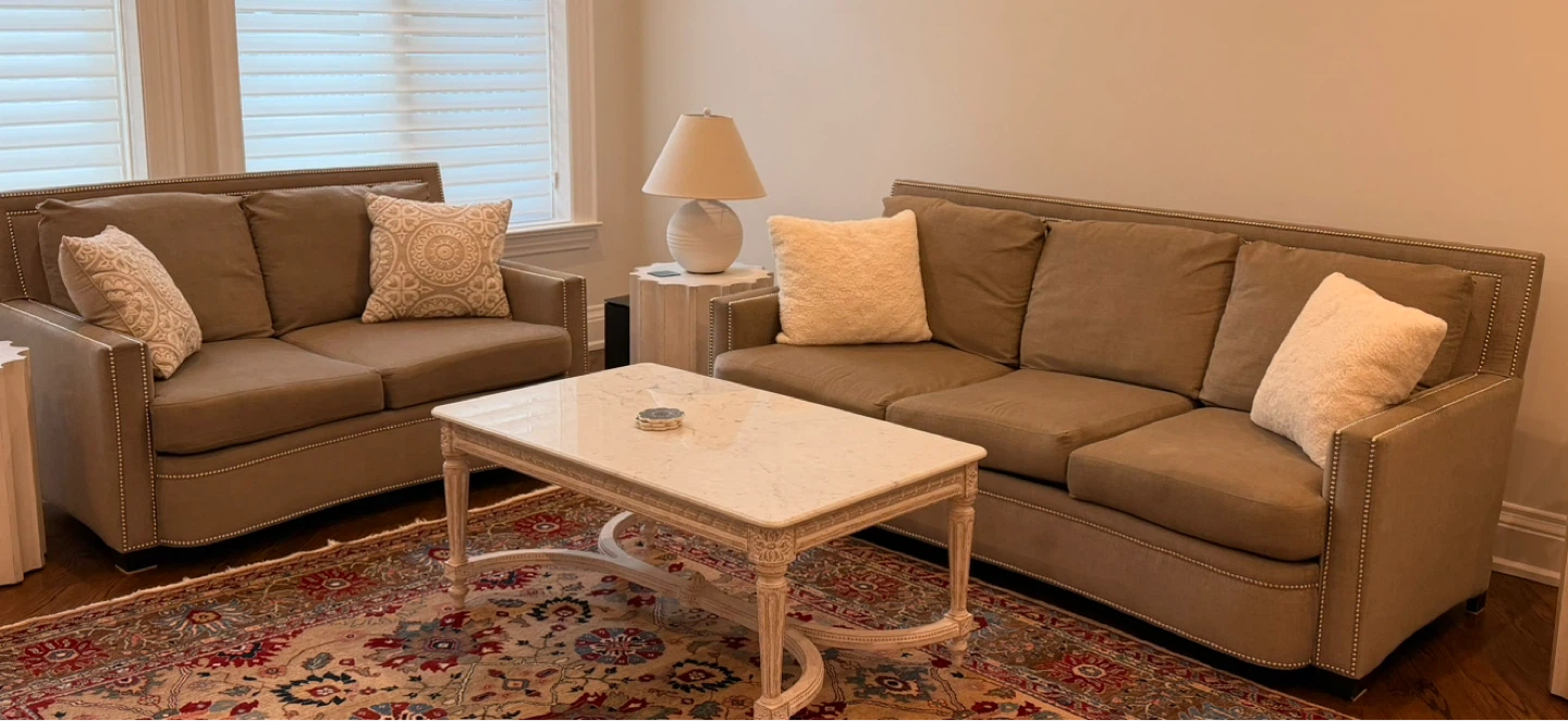 Set of Two Upholstered Accent Chairs and a Sofa