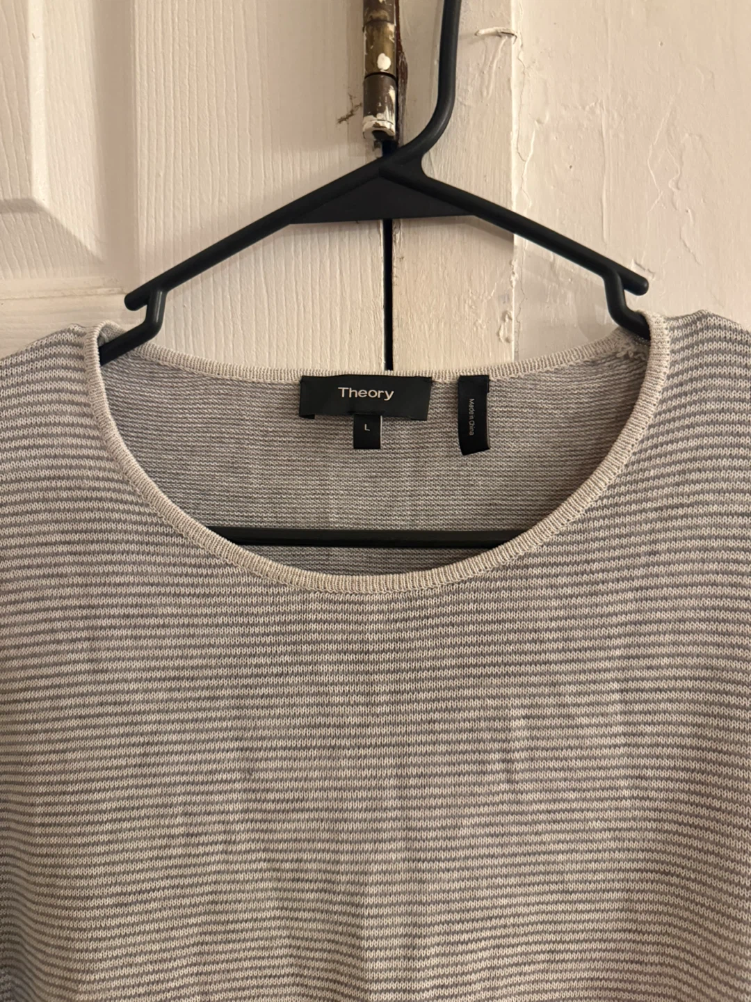 Theory Striped Long Sleeve Sweater - Size L - photo 2