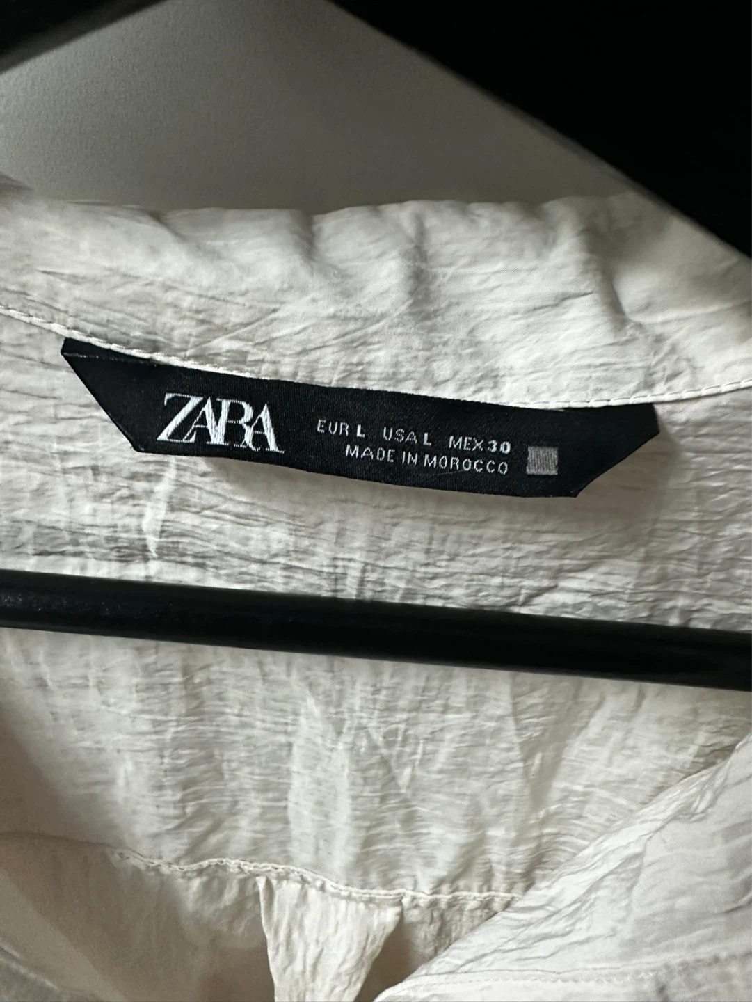 ZARA Cream Collared Long Sleeve Shirt - Size L - photo 3