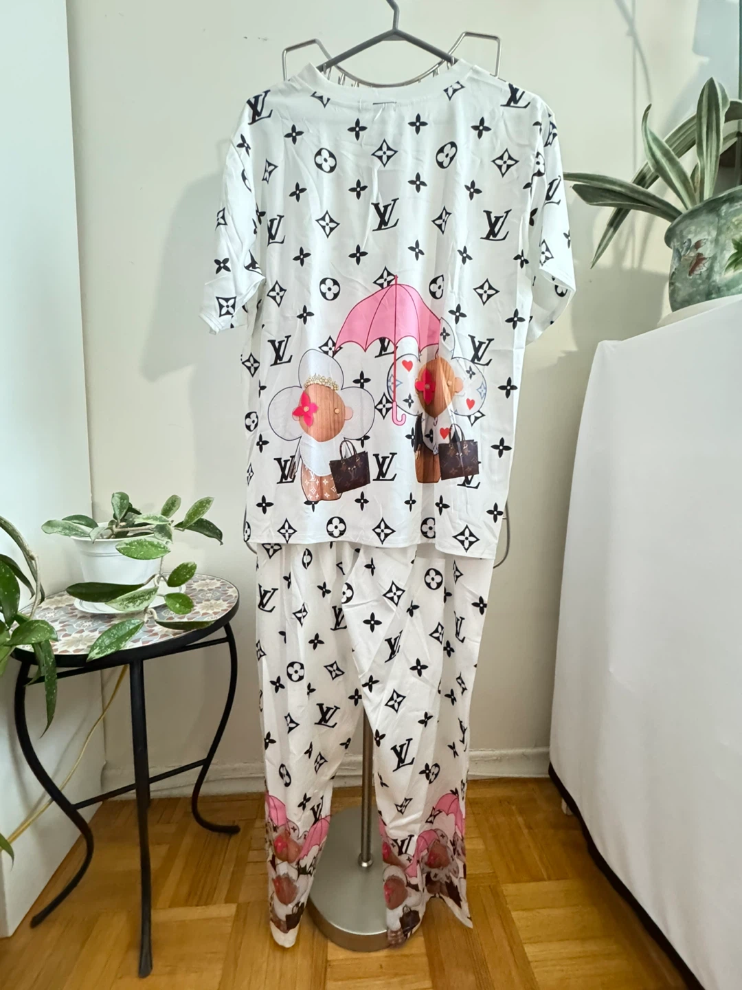 VERSACE Pink and Black Medusa Print Pajama Set - photo 2