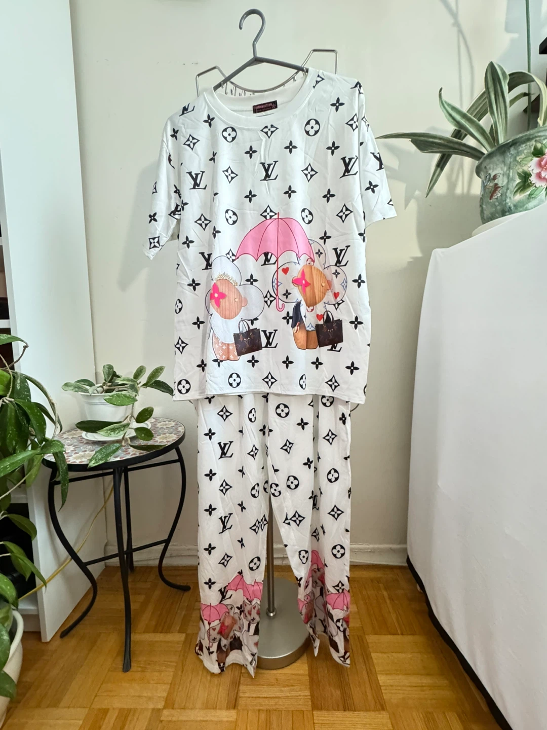 VERSACE Pink and Black Medusa Print Pajama Set