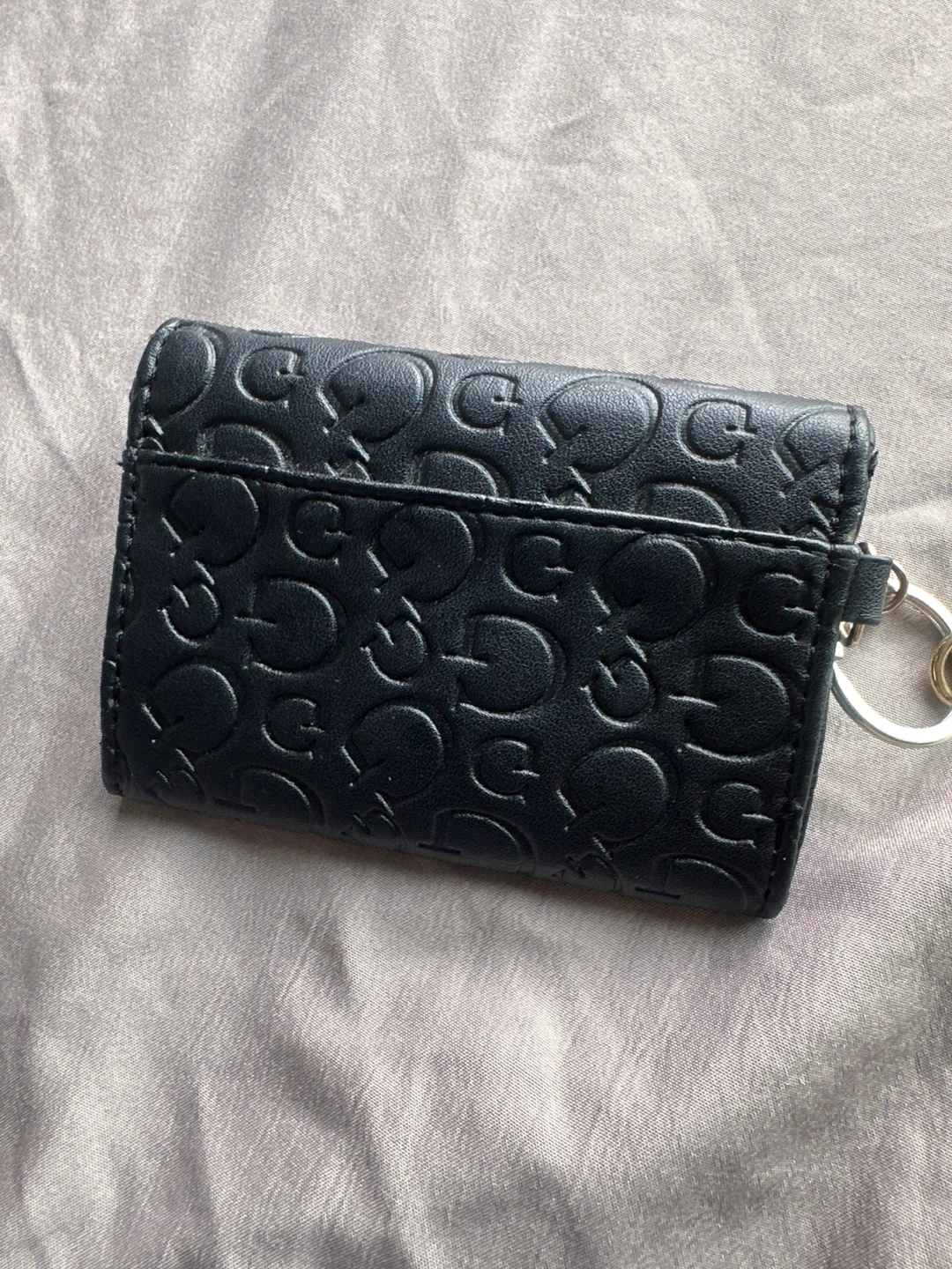 Guess Black Embossed Logo Card Holder with Keychain - photo 2