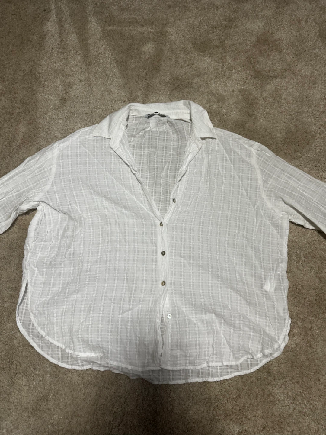 Zara White Button-Up Shirt - Size L - photo 2