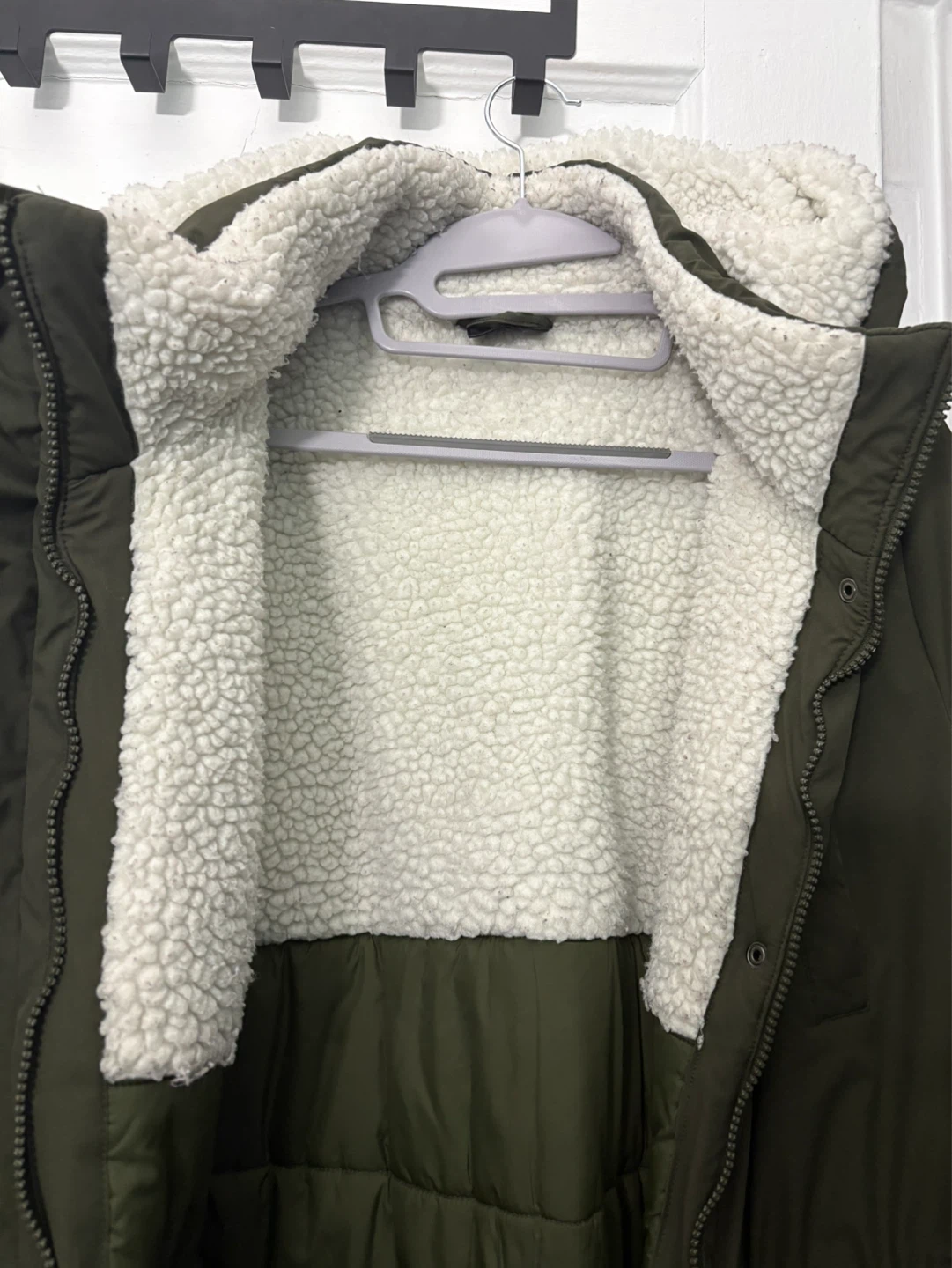 Olive Green Sherpa Lined Hooded Parka - photo 3
