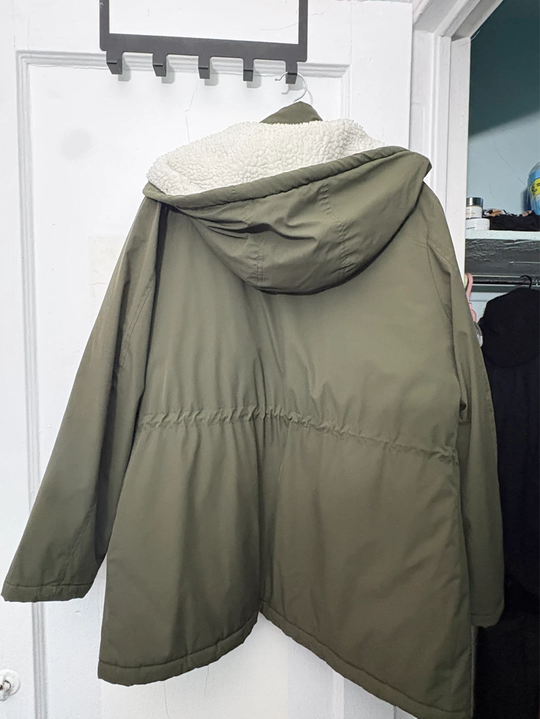 Olive Green Sherpa Lined Hooded Parka - photo 4