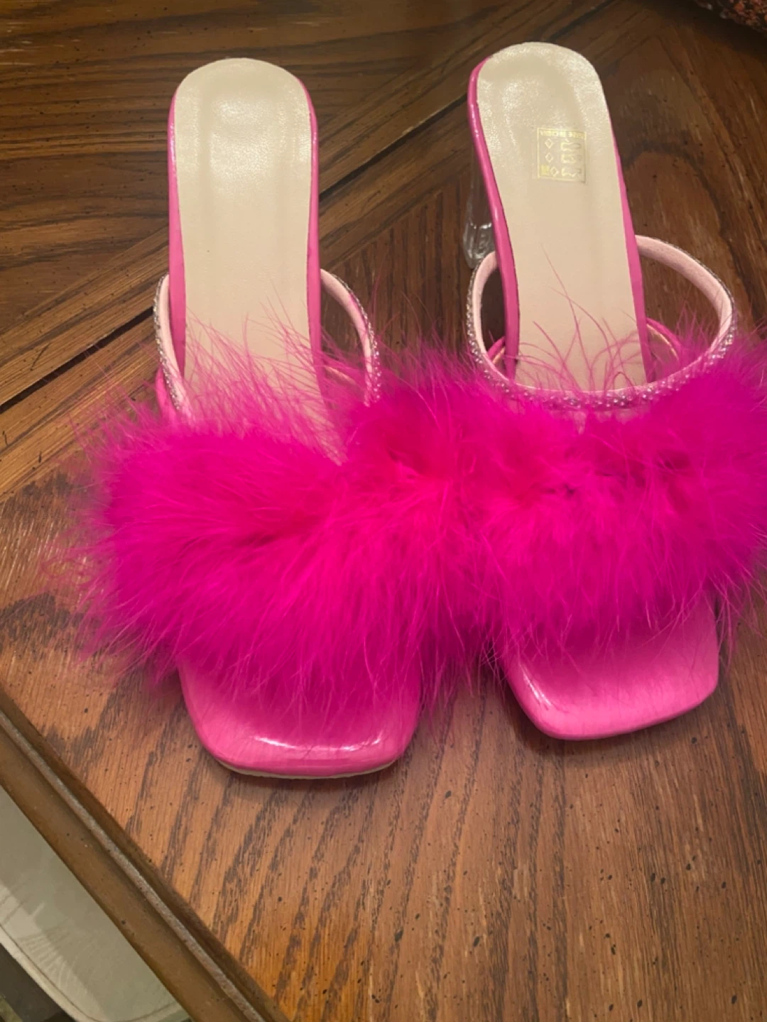 Hot Pink Feather Heels