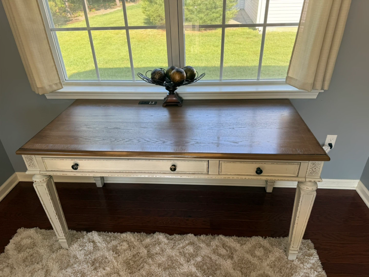 Wooden Desk with Drawers and Integrated Power Outlet - photo 3
