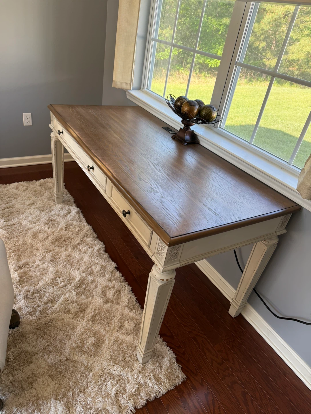 Wooden Desk with Drawers and Integrated Power Outlet - photo 5