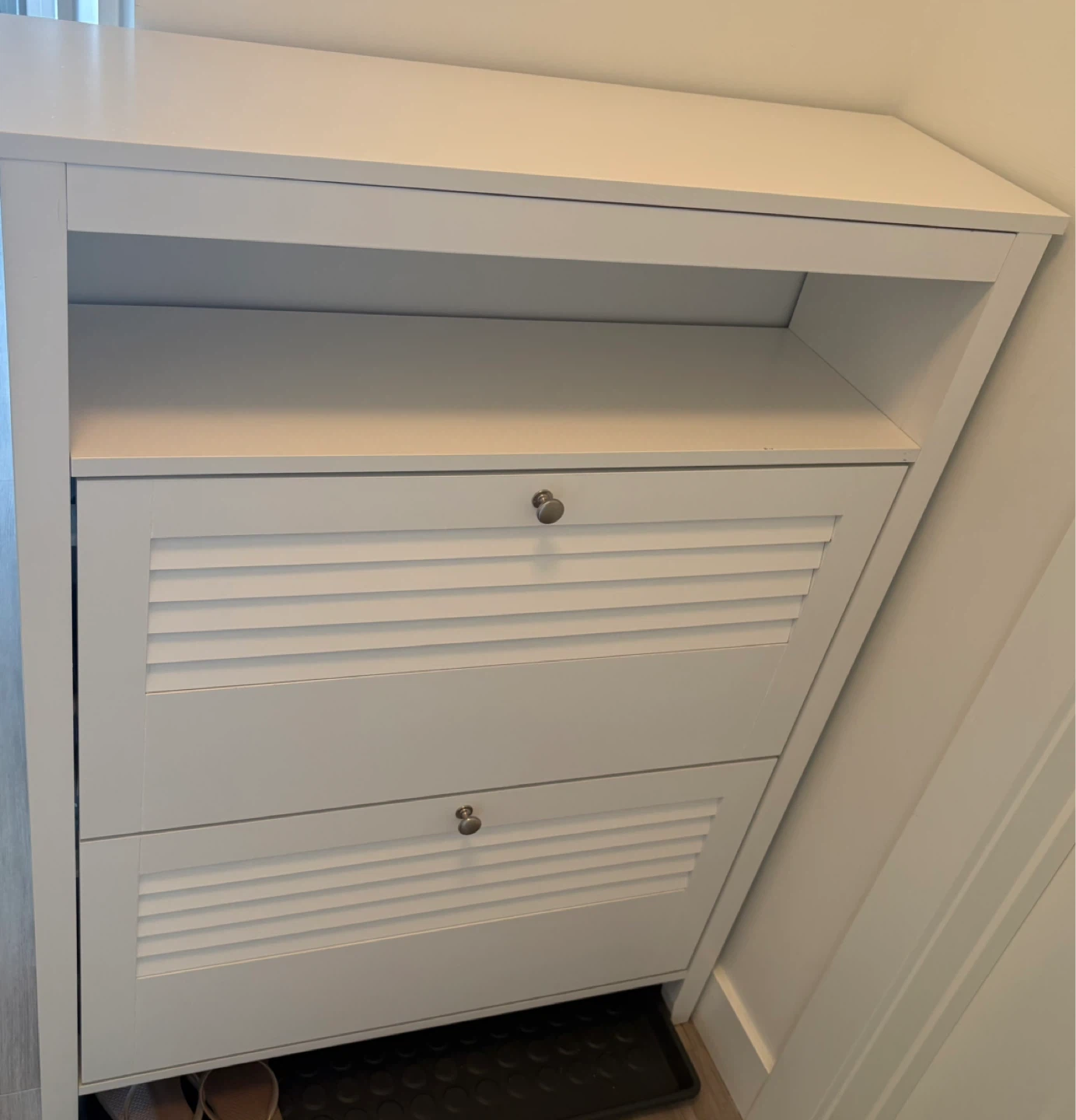 White Shoe Cabinet with 2Tiers