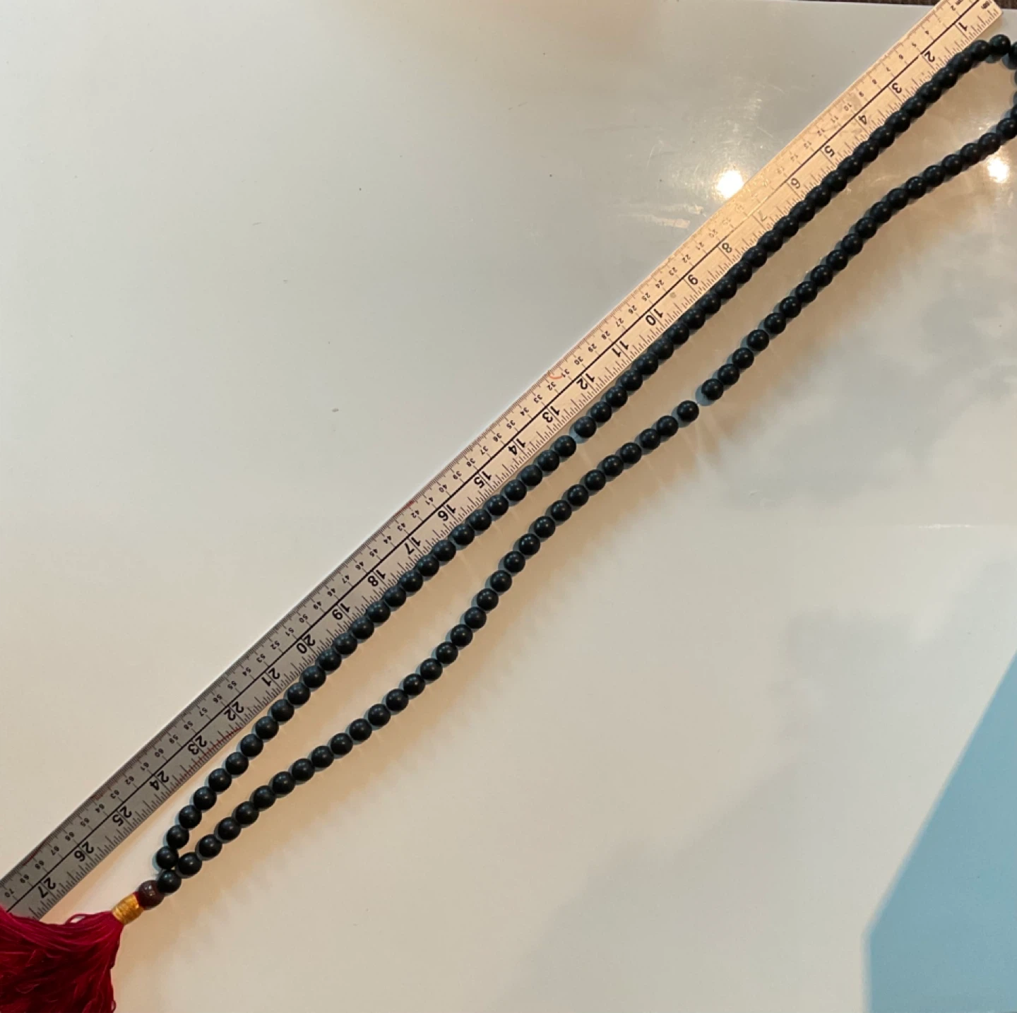 Buddhist prayer (malas) black beads with red tassel - photo 3