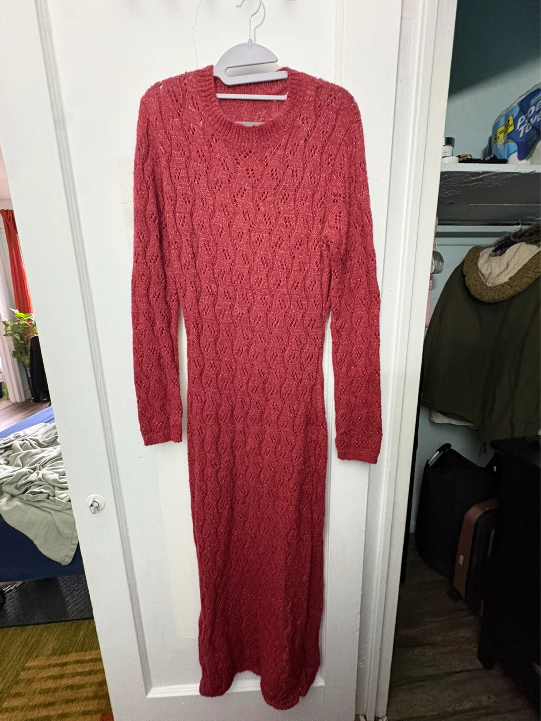 Red Knit Maxi Dress