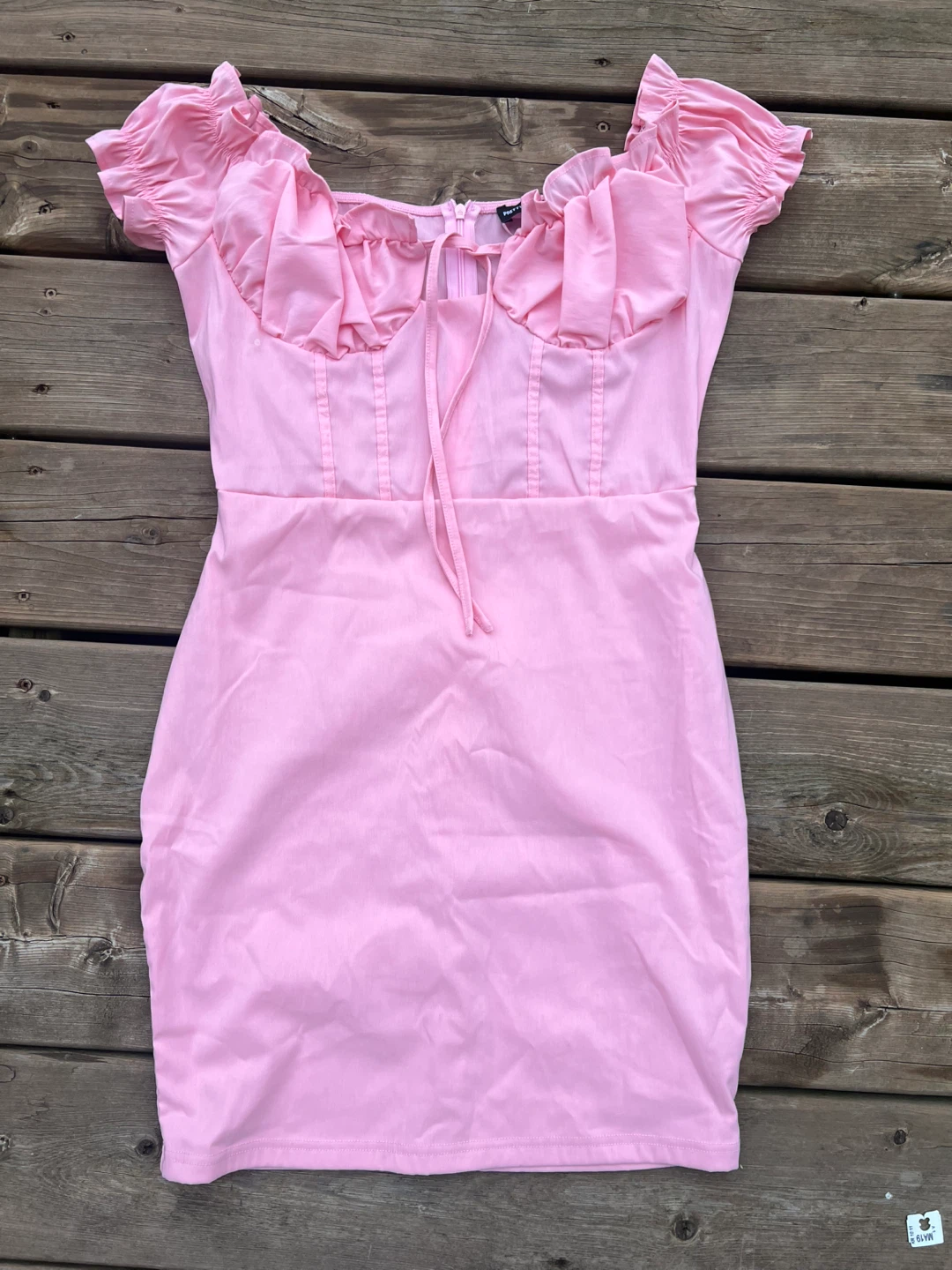 PrettyLittleThing Pink Ruffle Mini Dress size small