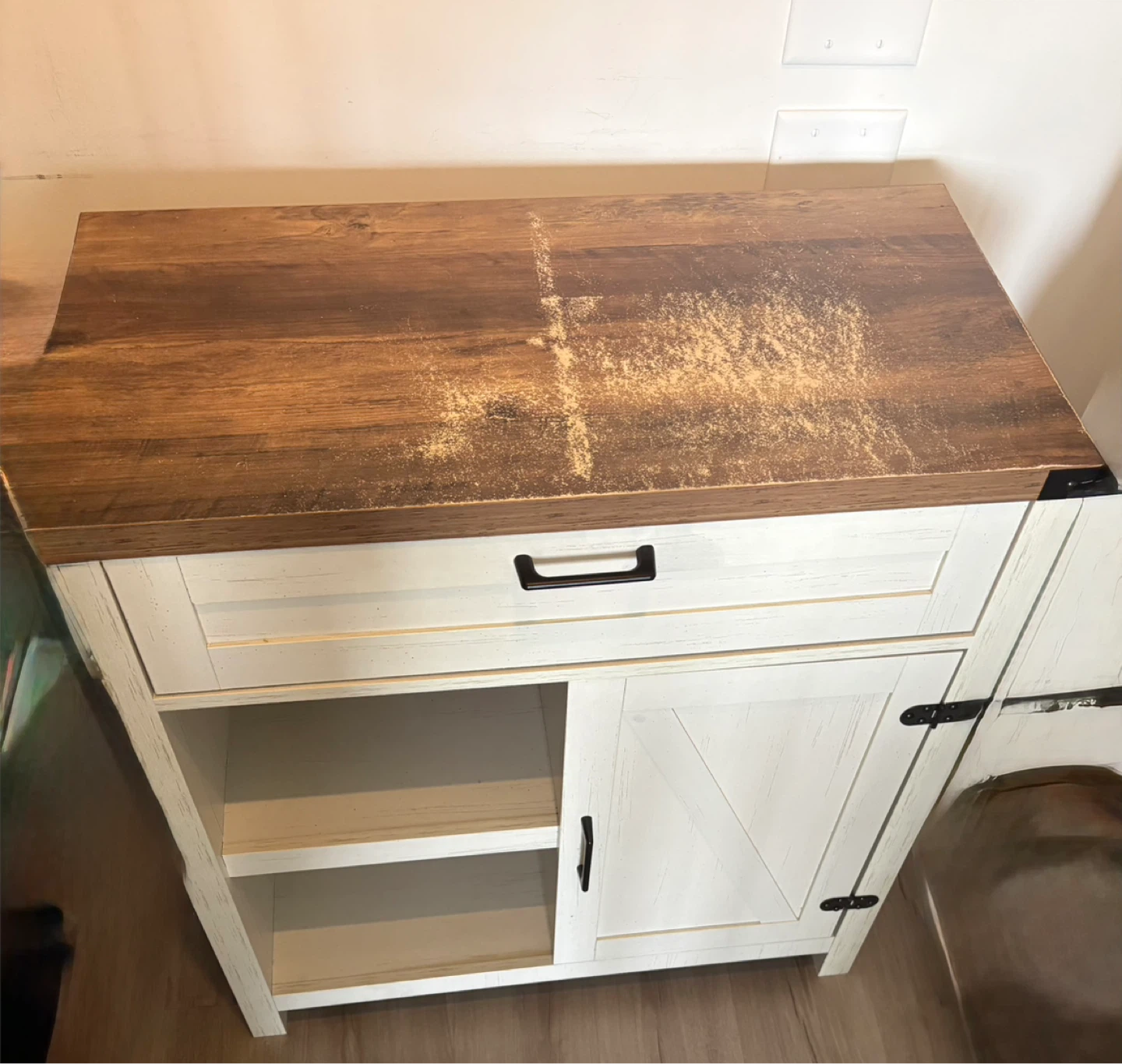 White and Wood Accent Cabinet with Drawer and Cabinet Storage - photo 3