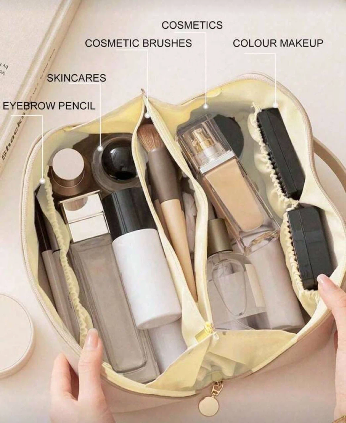 Large Makeup Bag / Travel Cosmetic Organizer (White) - photo 3