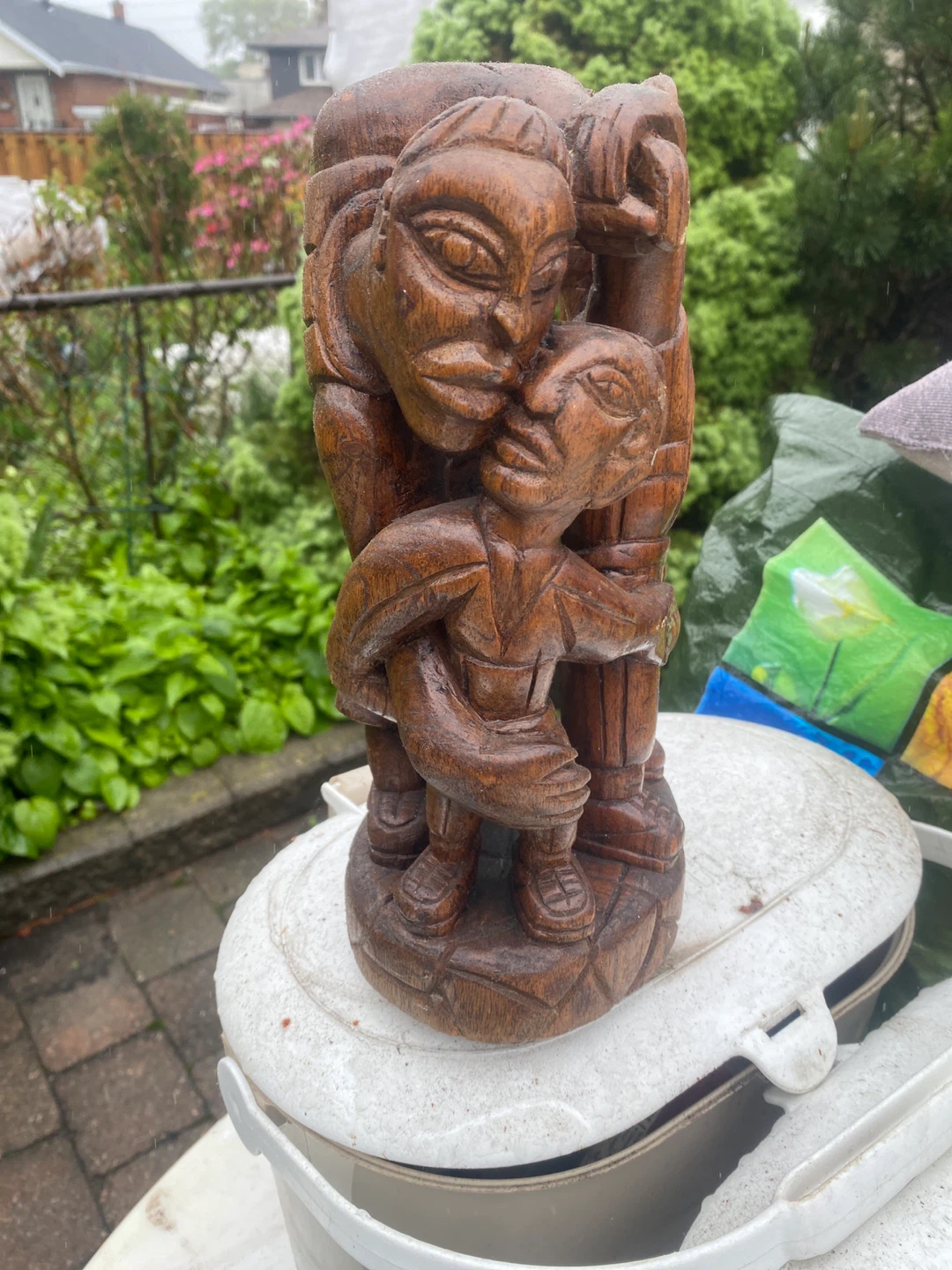 Carved wooden family sculpture - photo 2