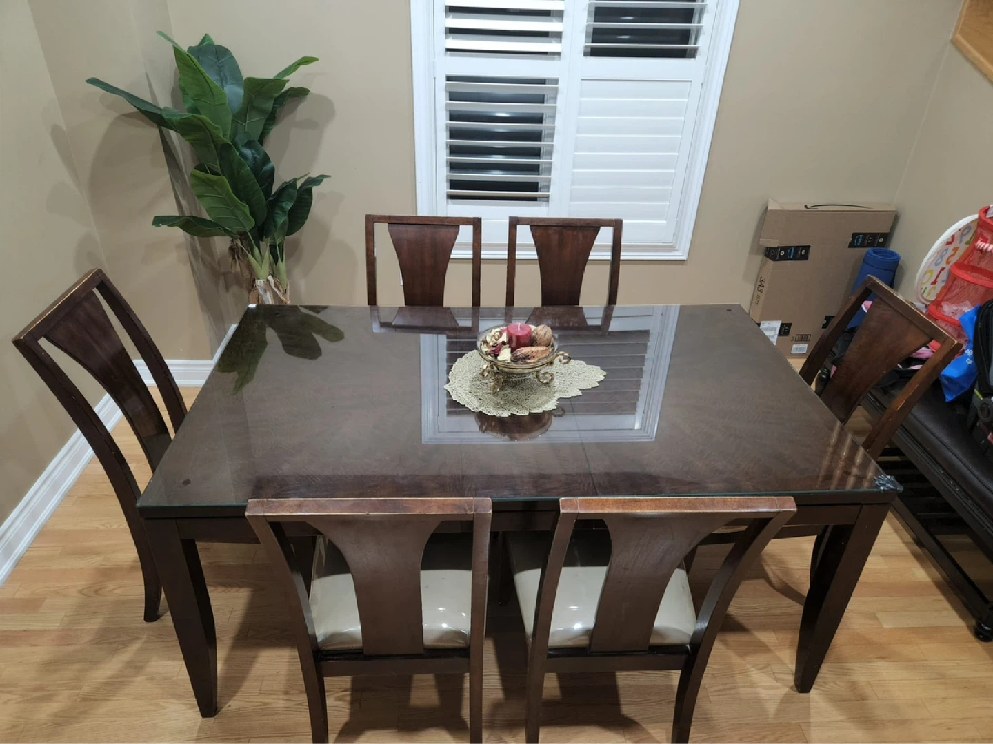 Dark Wood Dining Table with 6 Chairs