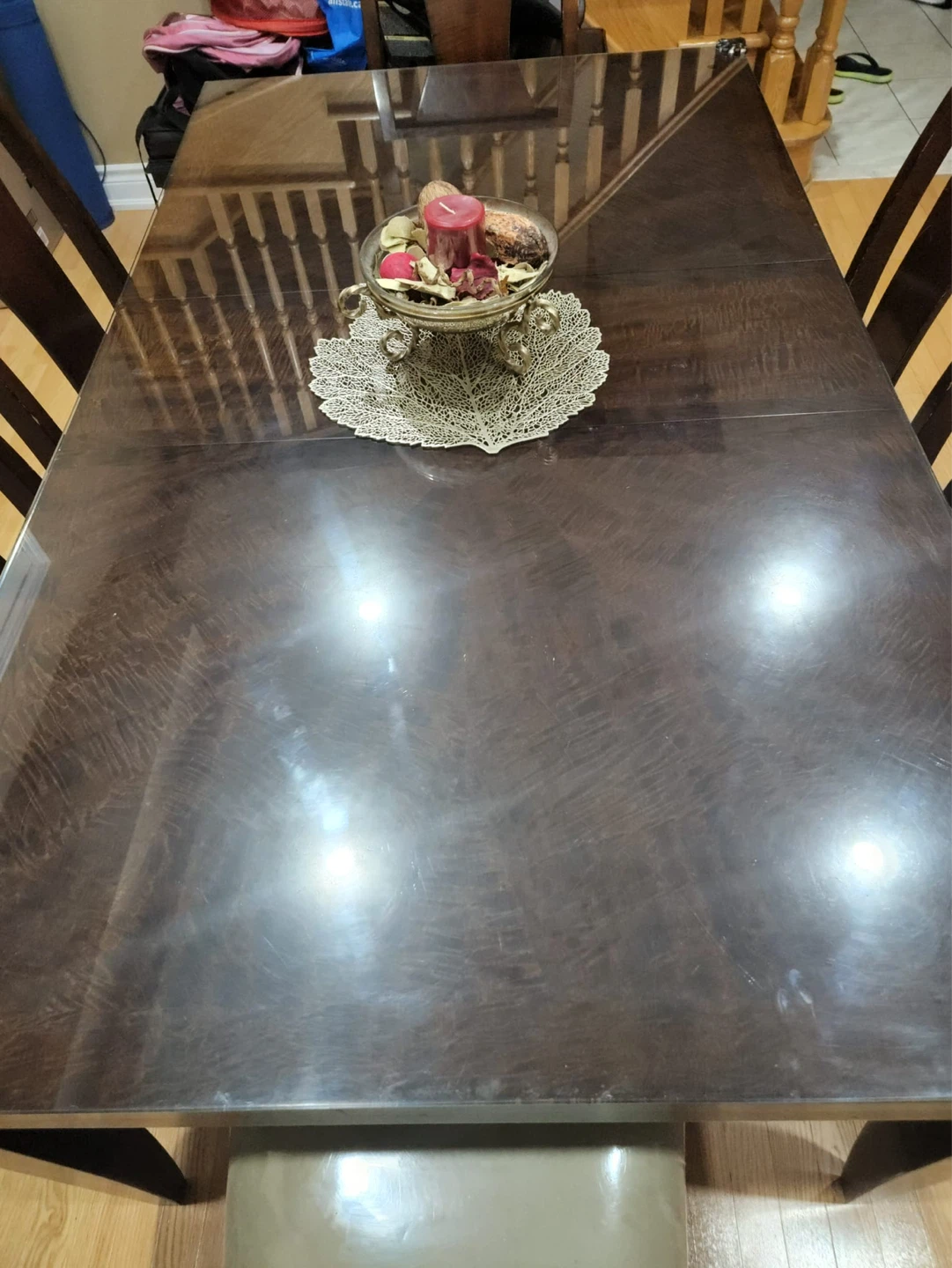Dark Wood Dining Table with 6 Chairs - photo 3