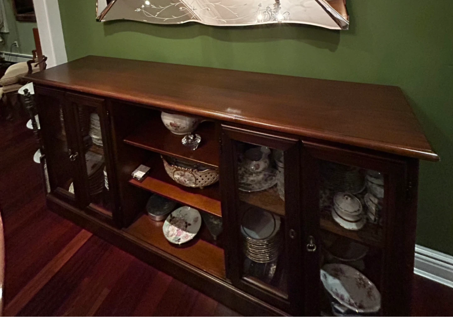 Wooden Display Cabinet with Glass Doors