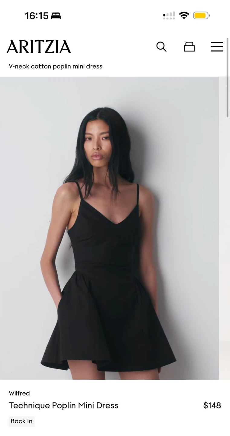 Wilfred Technique Poplin Mini Dress Black