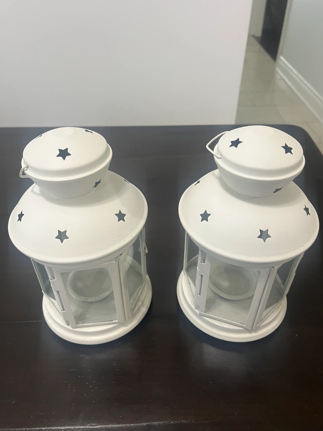 Set of 2 White Star Cut-out Lanterns - photo 2