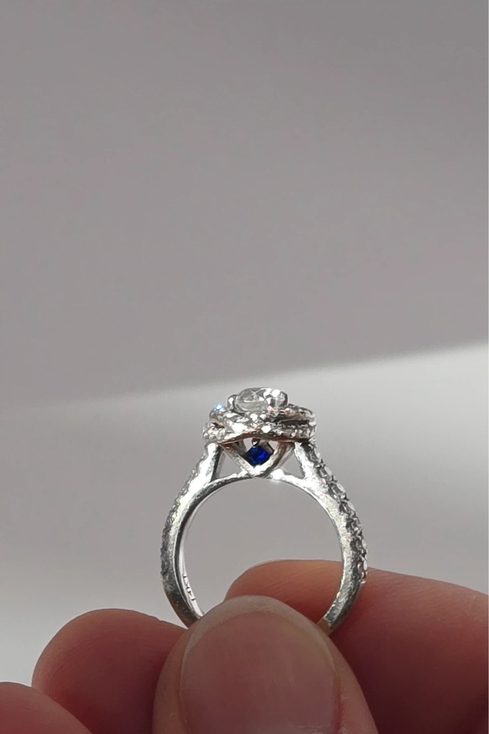 Diamond Engagement Ring with Sapphire Accent - photo 3