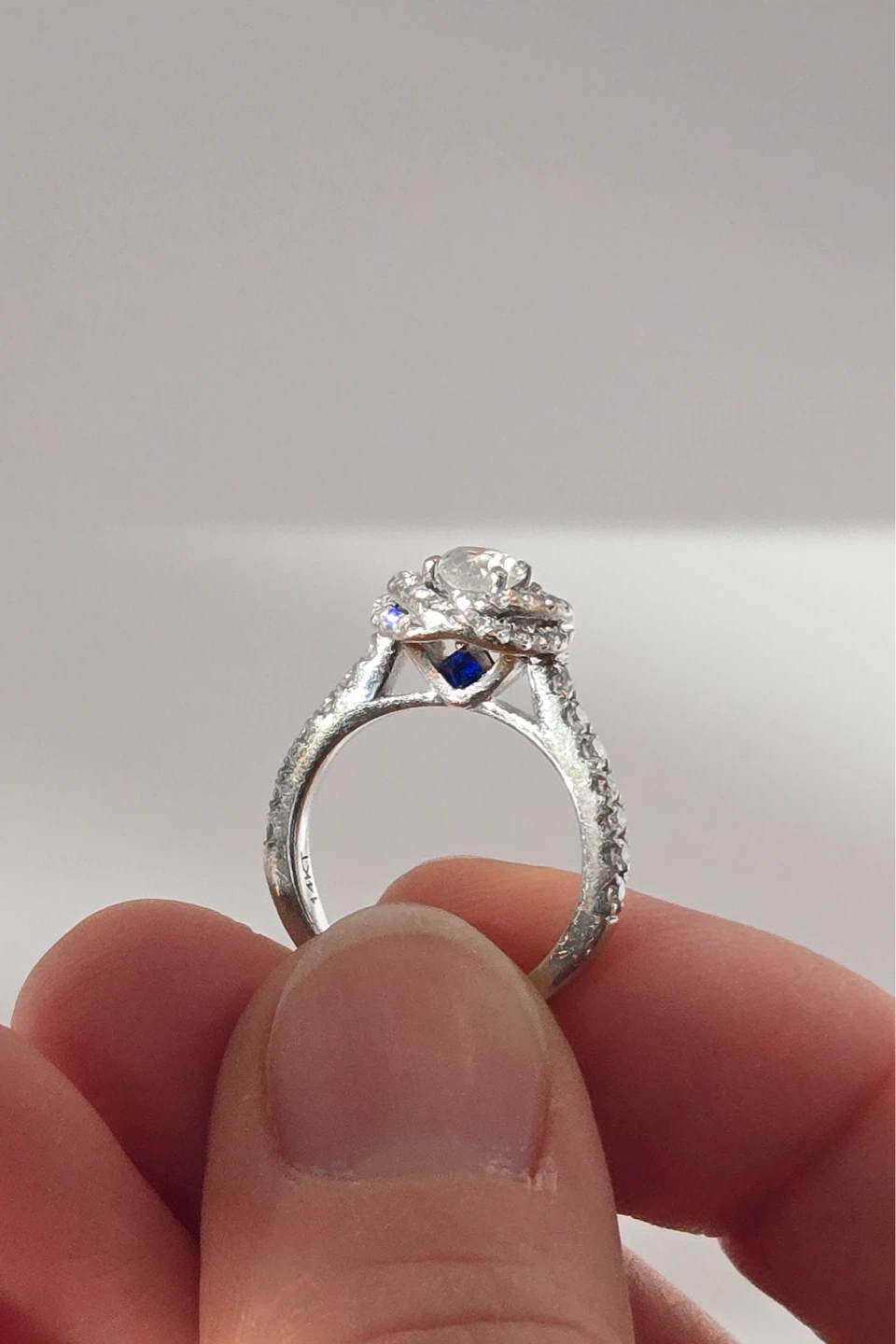 Diamond Engagement Ring with Sapphire Accent - photo 4