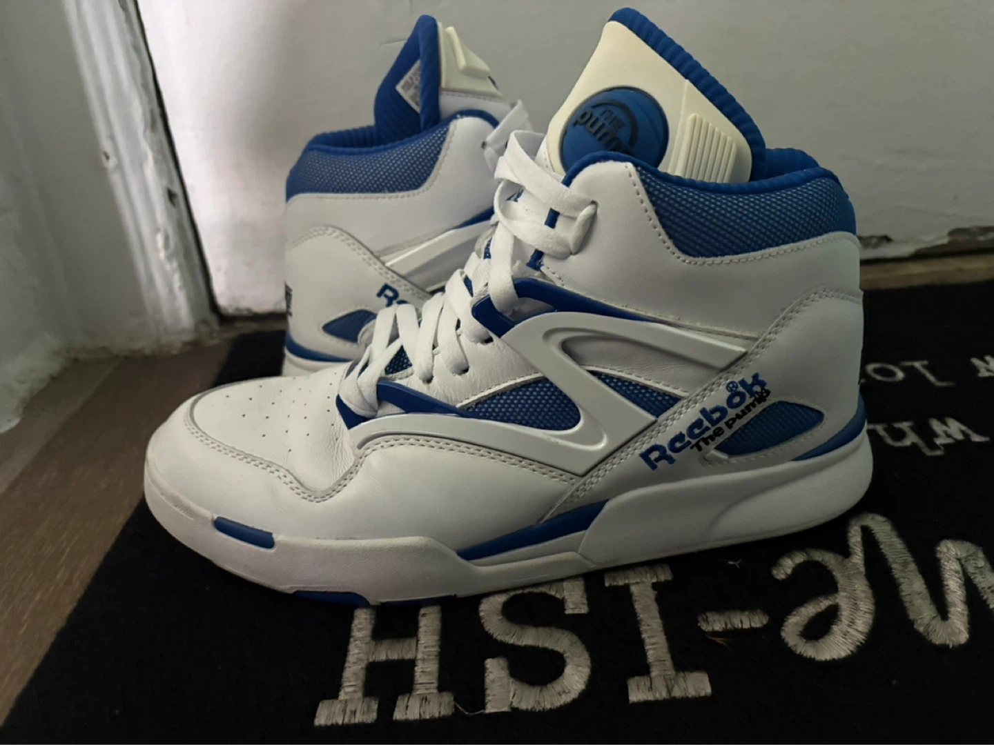 Reebok The Pump White & Blue High Top Sneakers