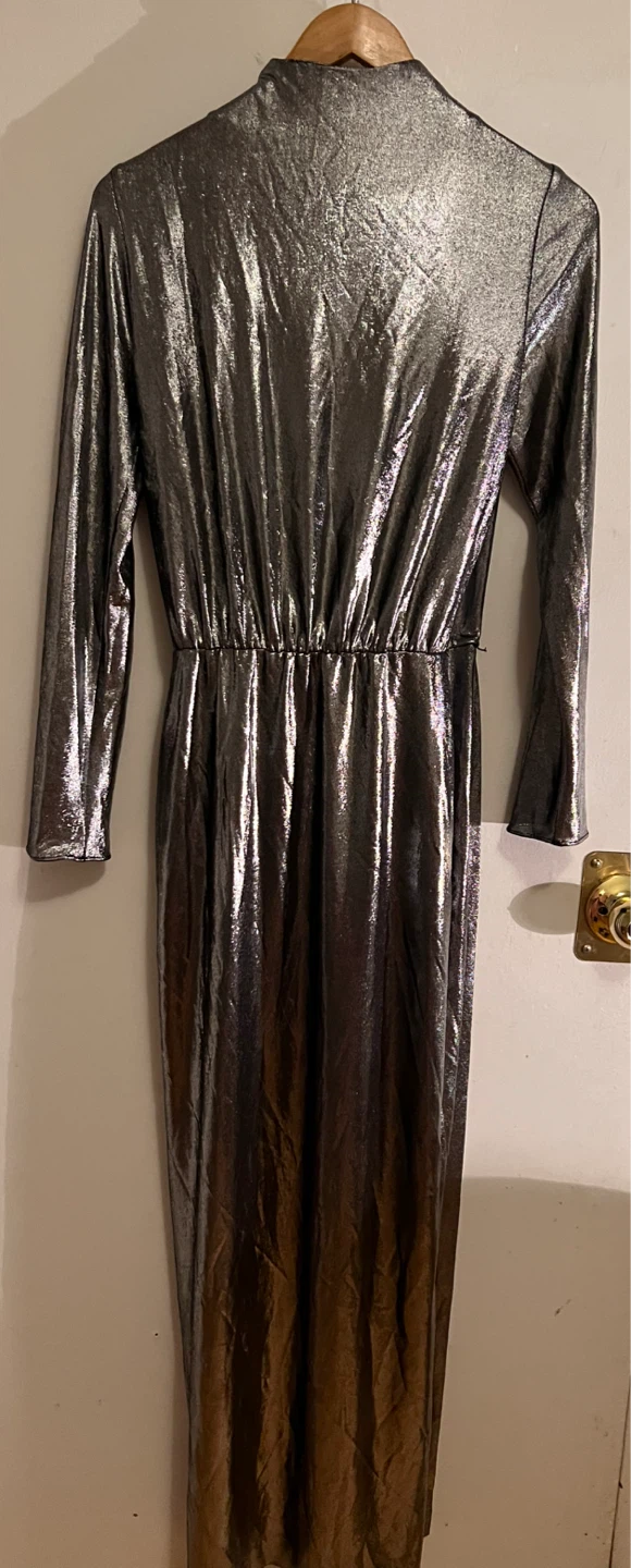 ZARA Metallic Draped Dress - Silver, Size S - photo 5