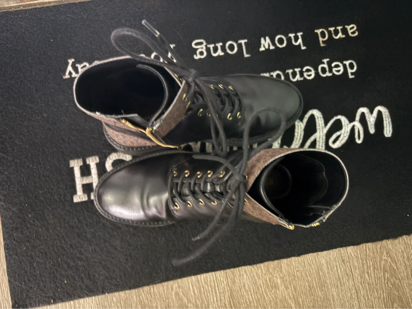 Black Lace-Up Boots with Side Zippers - photo 2