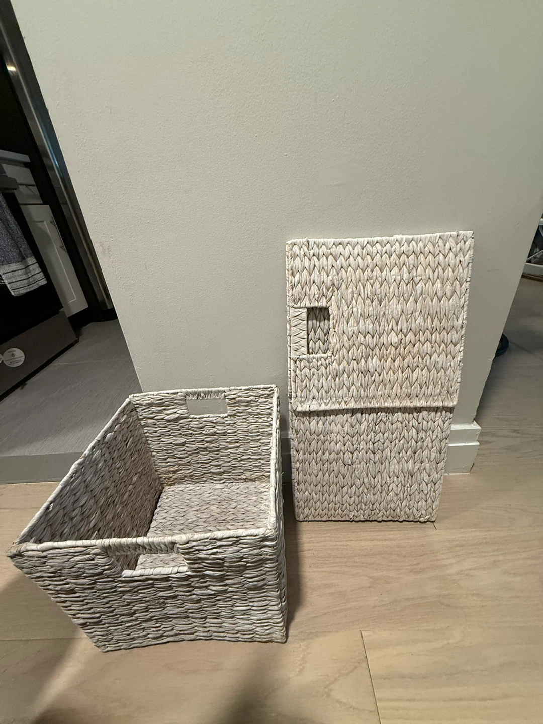 Set of 8 Woven White Collapsible Storage Baskets - photo 2