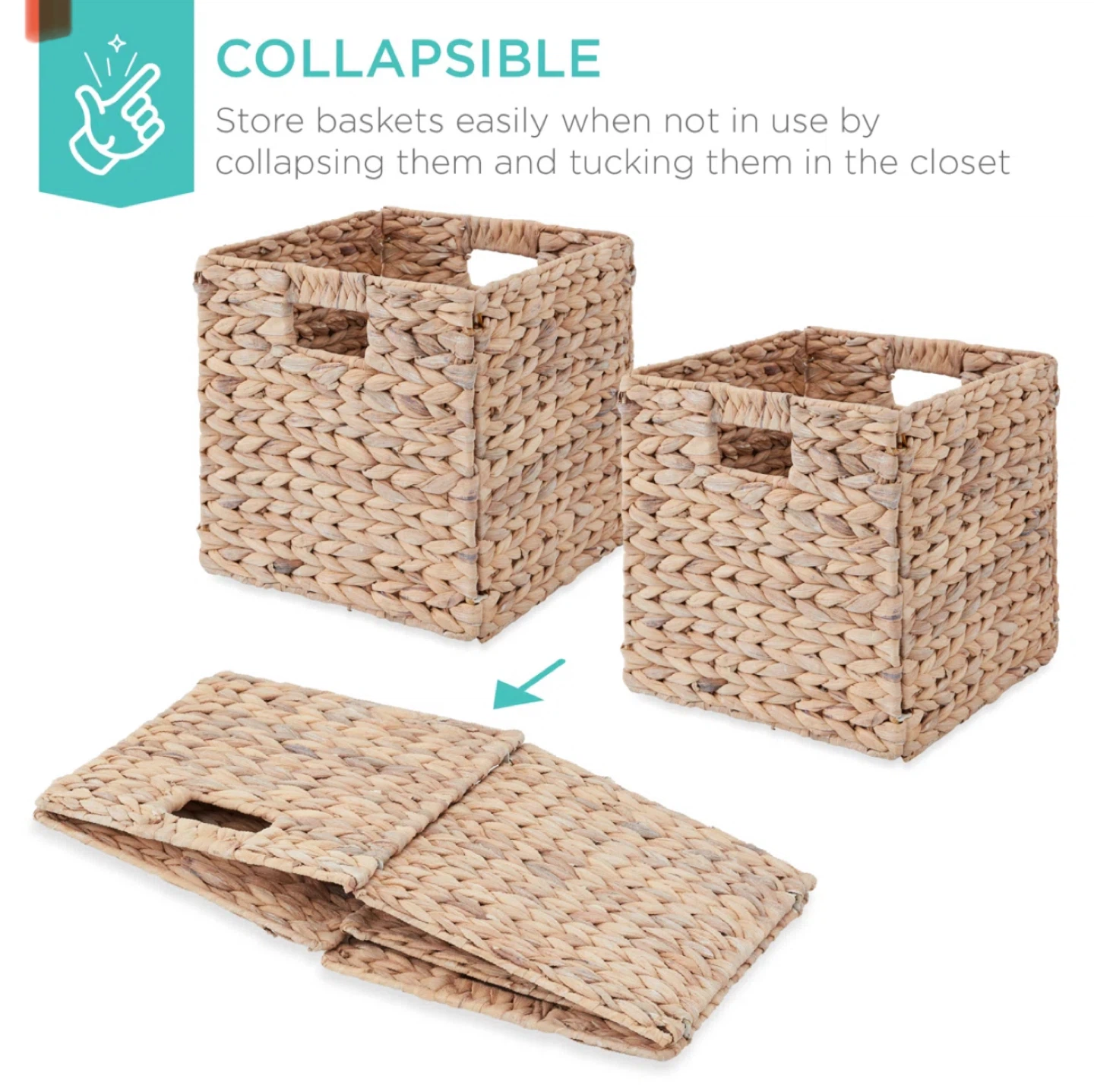 Set of 8 Woven White Collapsible Storage Baskets