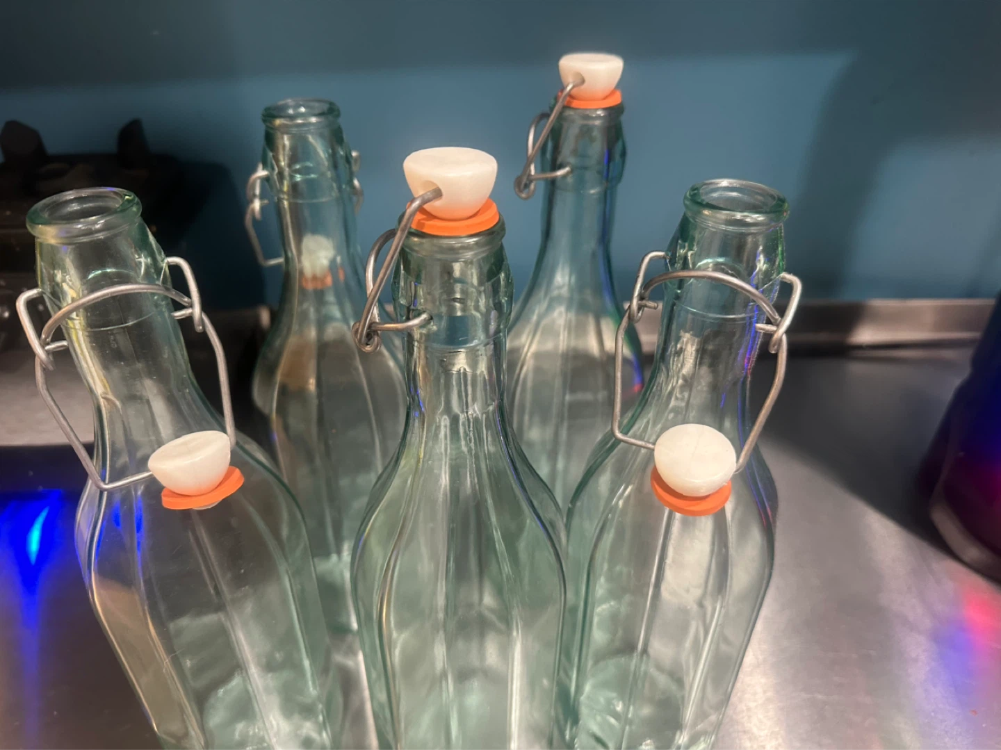 Set of 5 Glass Swing Top Bottles