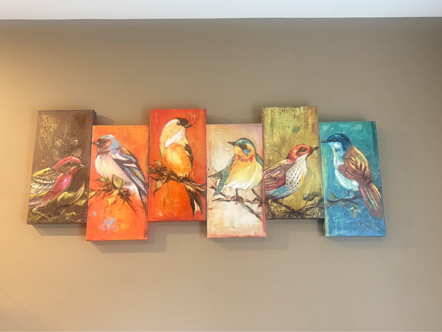 Set of 6 Bird Paintings Wall Art
