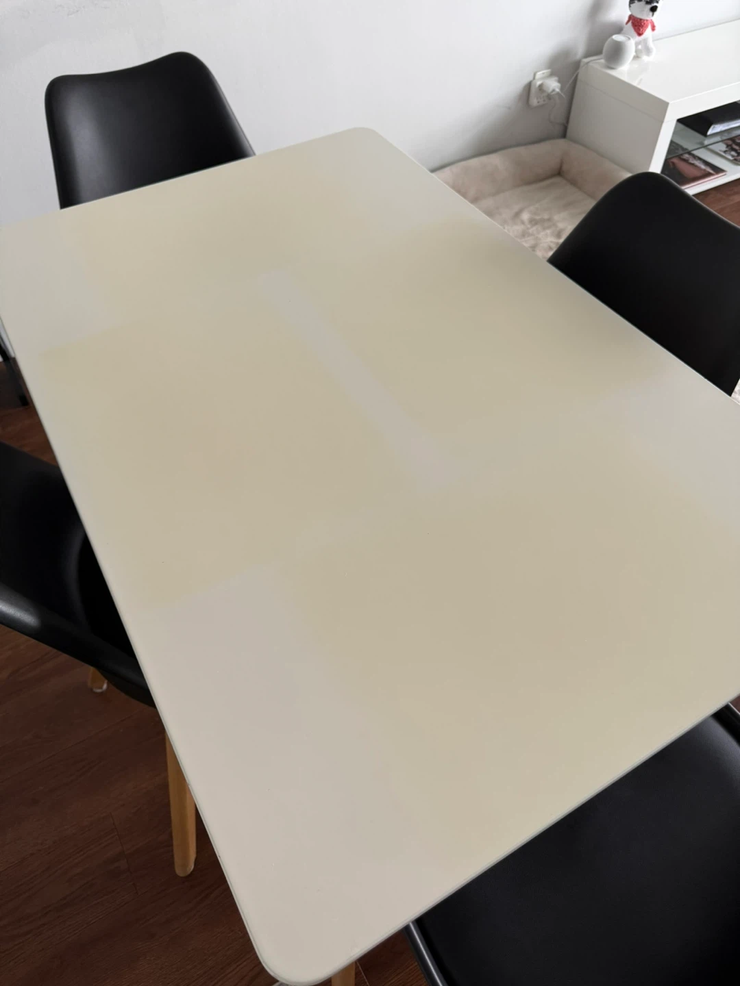 White Dining Table with 4 Black Chairs - photo 2
