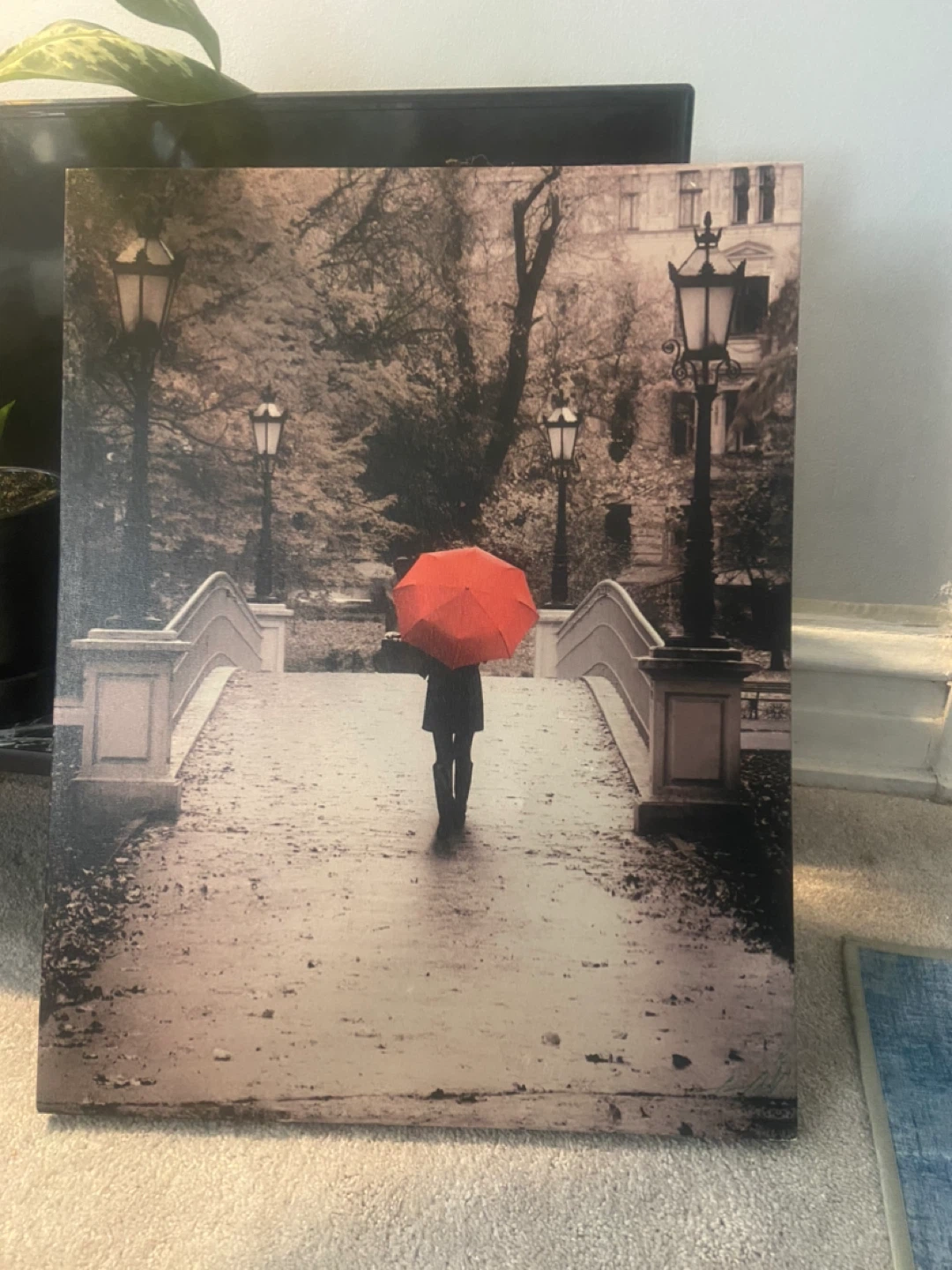 Canvas Wall Art Print - Woman with Red Umbrella