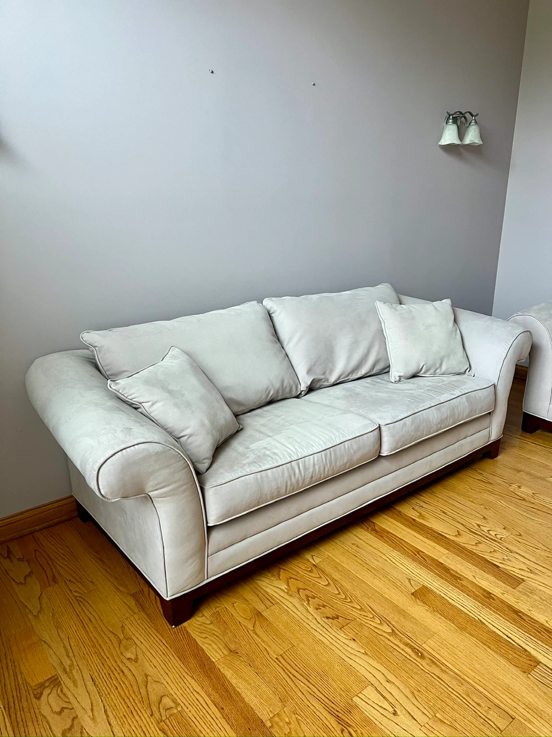 Light Gray Sofa with Accent Pillows
