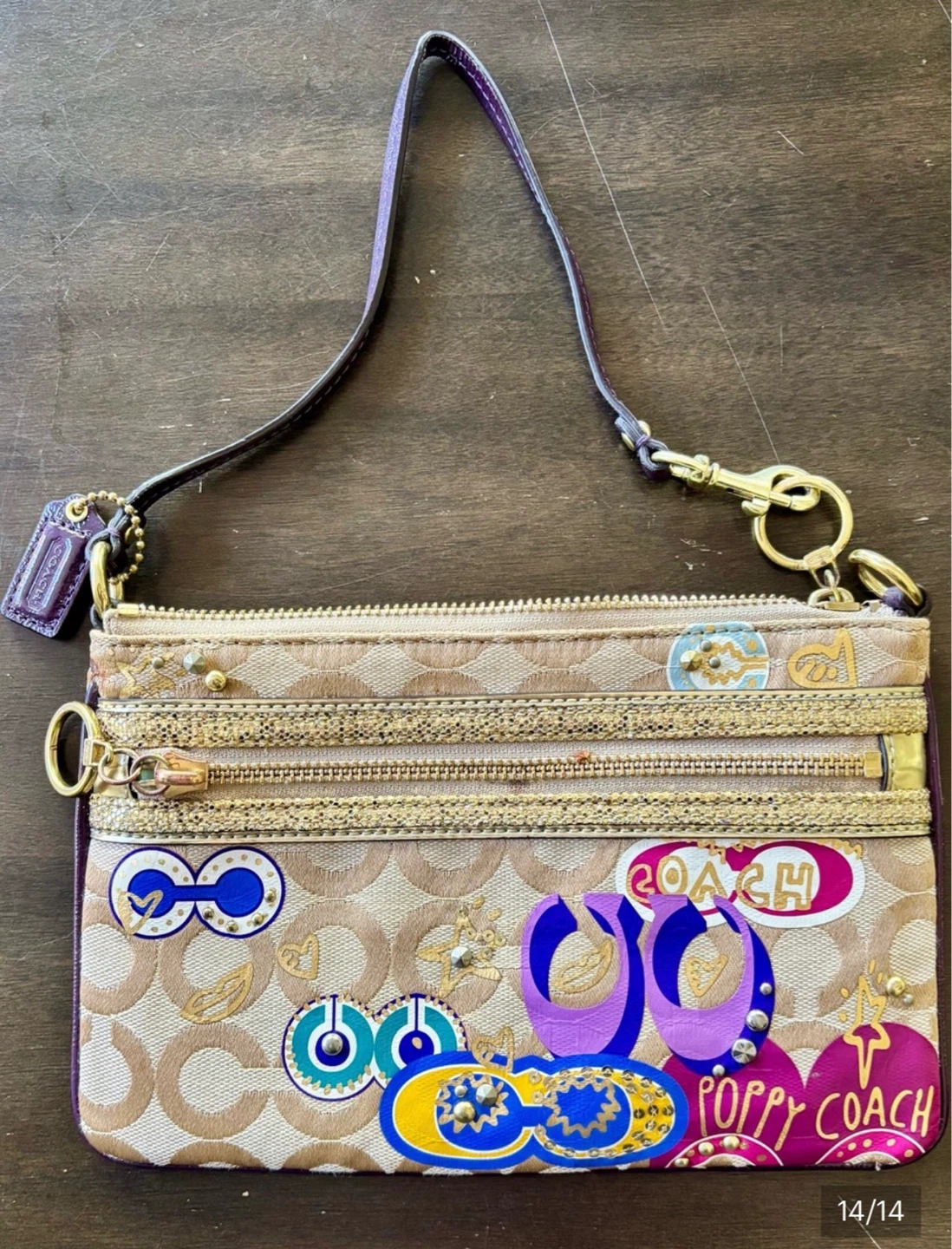 Coach Beige Canvas and Patent Leather Poppy Shoulder Bag - photo 2