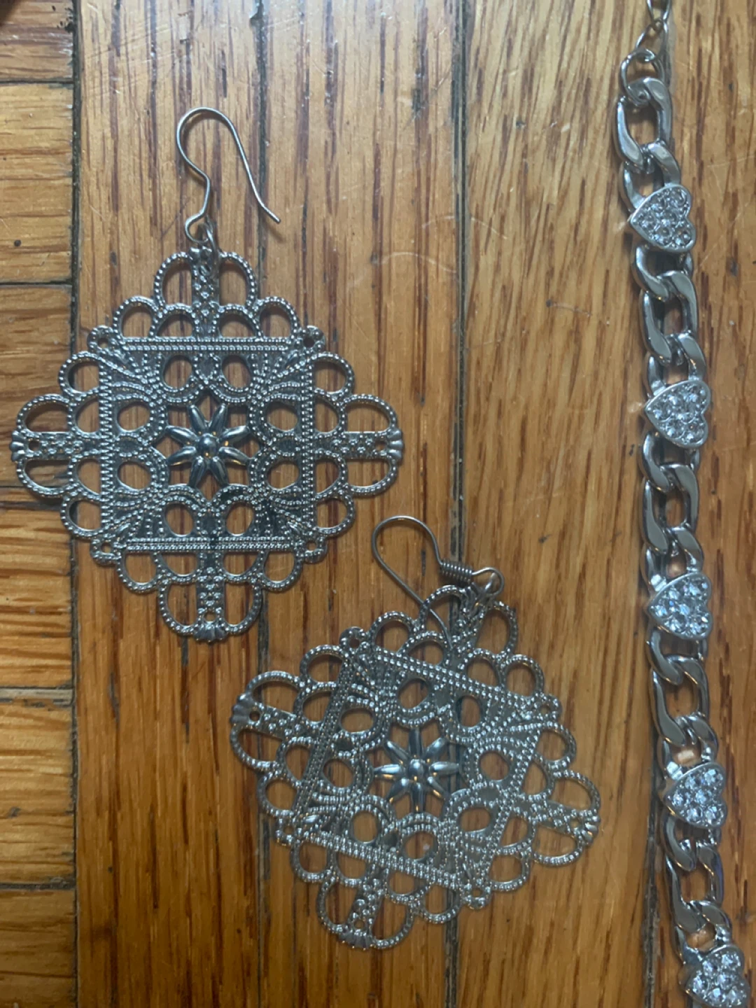Silver Tone Jewelry Set with Earrings and Bracelets - photo 2