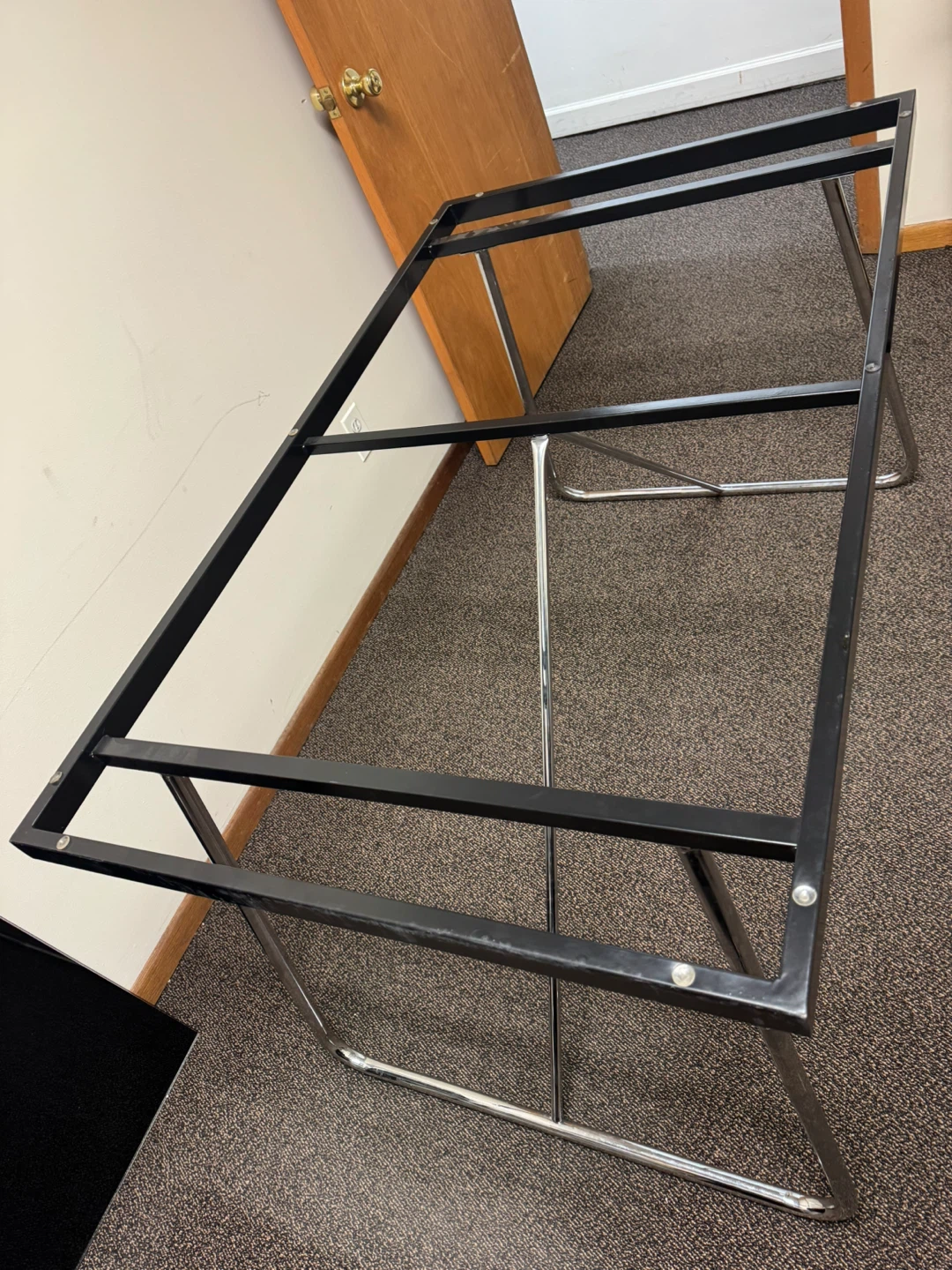 Black Glass Top Desk with Metal Frame