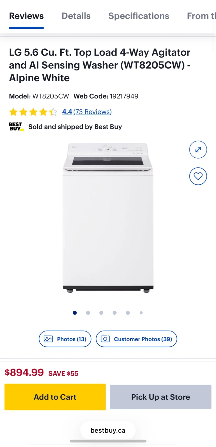 LG Top Load Washing Machine and LG Dryer