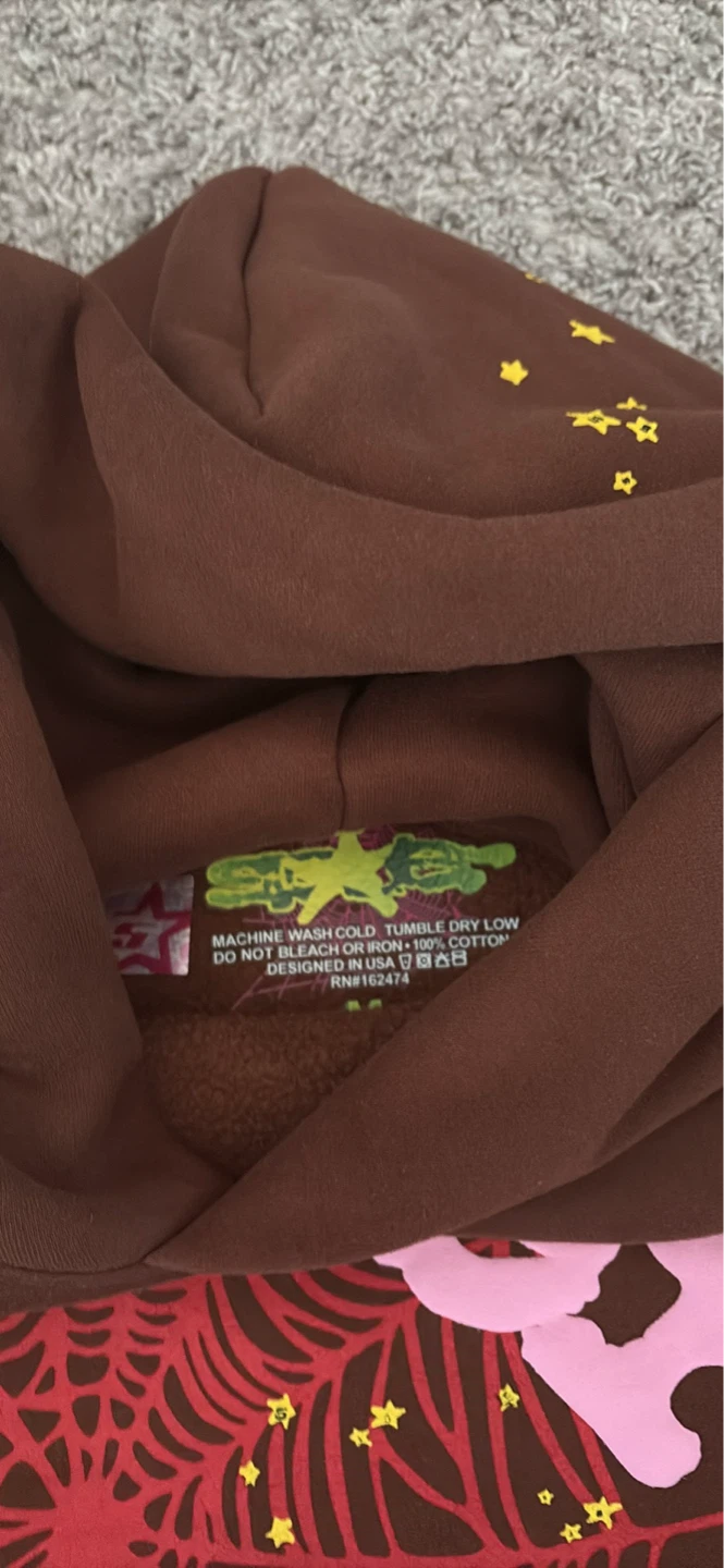 Sp5der Hoodie Brown Spiderweb Design - photo 2