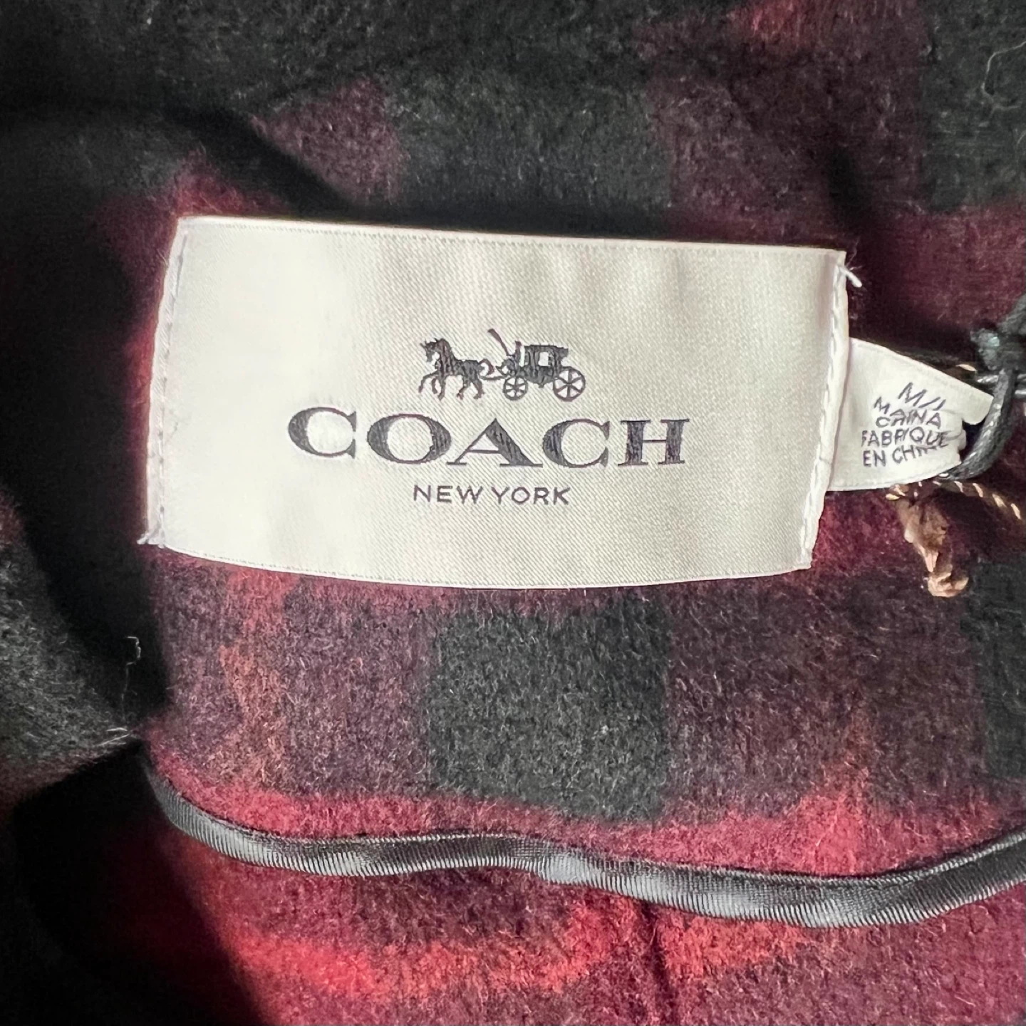 Coach Plaid Cape Black/Oxblood M/L