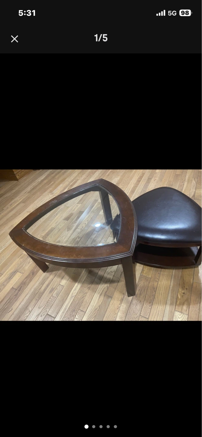 Triangular Coffee Table with Glass Top - photo 2