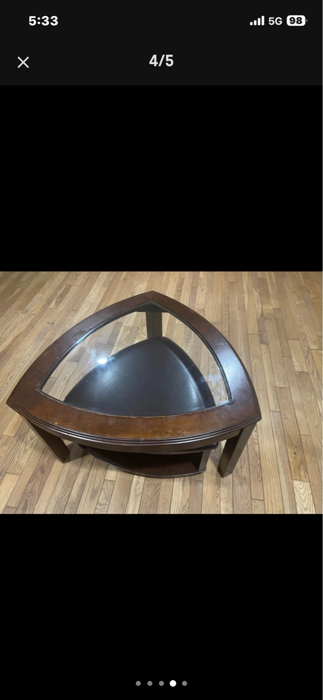 Triangular Coffee Table with Glass Top