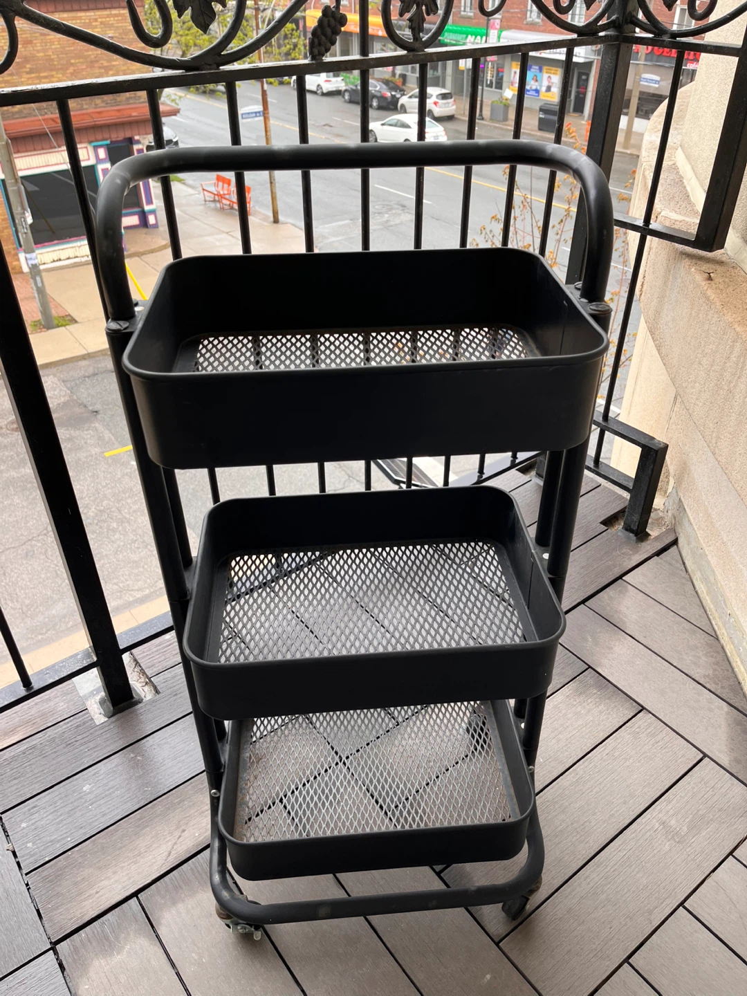 Black 3-Tier Rolling Utility Cart