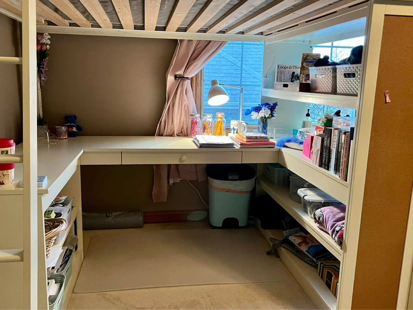 Pottery Barn White Loft Bed with Desk and Shelving - photo 3