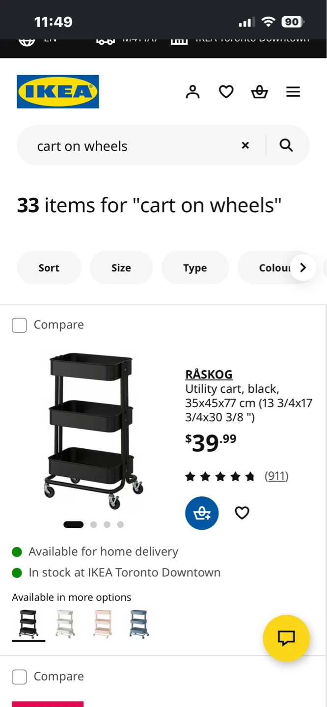Black 3-Tier Rolling Utility Cart - photo 5