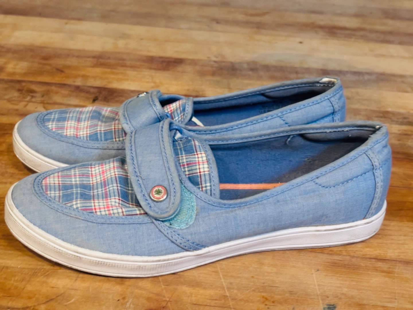 Blue Plaid Canvas Slip-On Shoes - photo 2